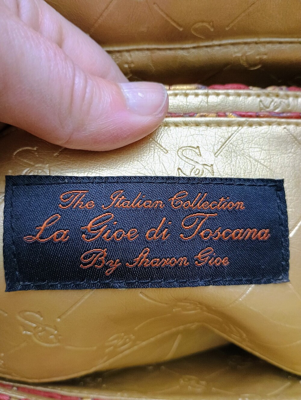La Gioe di Toscana Genuine Leather Exterior Tote Bag with Matching Mirror - Picture 2 of 15